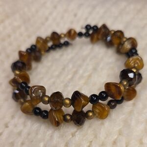 Unique Brown Tiger Eye Beaded Stretch Bracelet